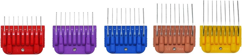 DODAER Professional Animal Stainless Steel 5 Color Guide Comb Set Compatible with andis Oster A5 wahl km10 10#/15#/30# Detachable Blade，Cutting Length 3mm-16mm - Image 1